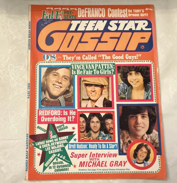 Teen Star Gossip Magazine December1974 Tony DeFranco Donny Osmond Robert Redford