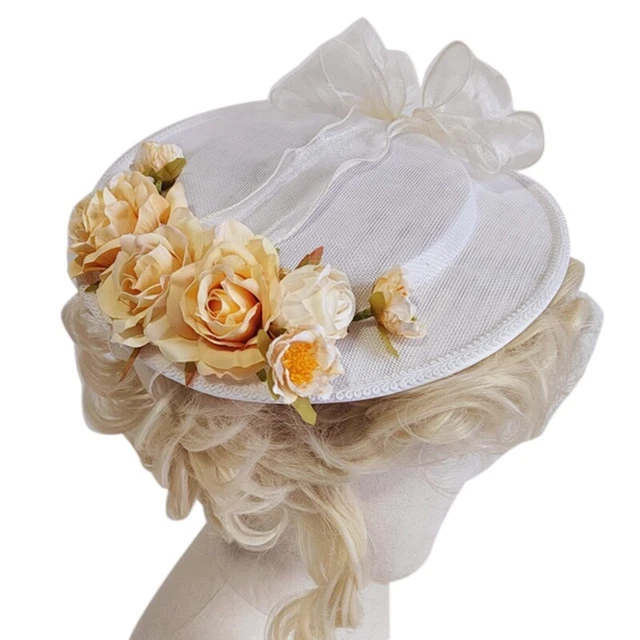 FLAT TOP HAT Sweet for Light Yellow Flowers Allmatch for Girl Women £