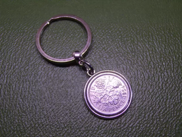 1954 Lucky Sixpence Coin Keyring 70th Birthday Gift Present N1