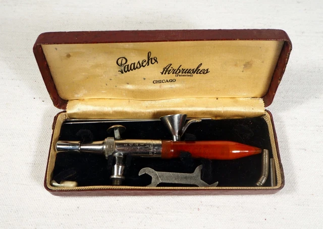 Aerógrafo vintage modelo Paasche tipo M doble acción hecho en EE. UU. fecha de patente 1928