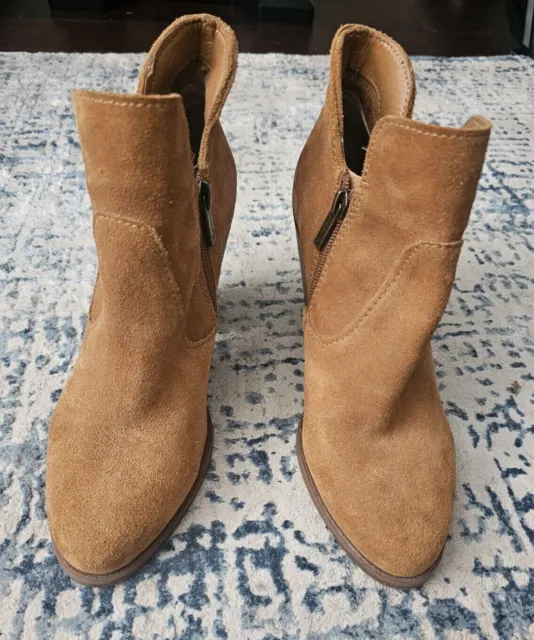 Jessica Simpson Cecila women's suede ankle boots bootie size 8 zipper almond