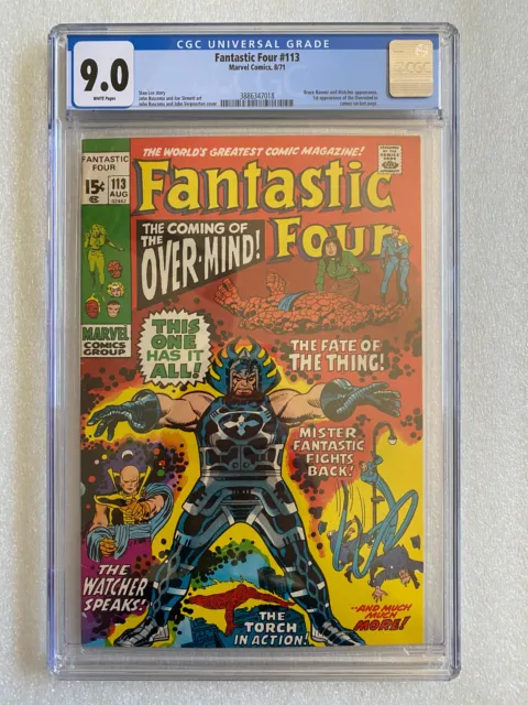 Fantastic Four #113 CGC 9.0 White Pages! 1st Overmind app, Bruce Banner, Watcher