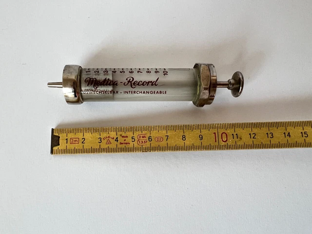 Glasspritze/ Glaskolbenspritze/ Arztspritze/ Medica Record 10ml Vintage 2