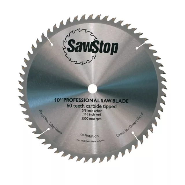 SawStop CB104-184 10 in. Carbide Tipped 60-ToothCombination Table Saw Blade New