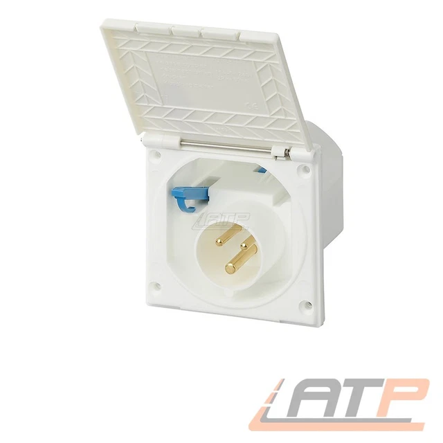 Fiche Alimentation CEE Caravane Schwabe - 230V/16A, IP44, Couvercle Magnétique - Noir