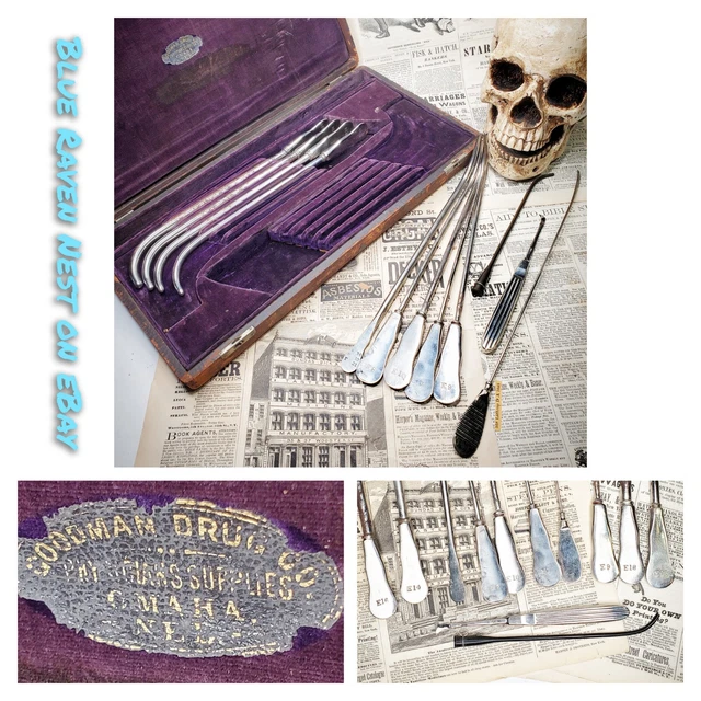 ANTIQUE MEDICAL SURGICAL UTERINE SOUNDS DILATOR INSTRUMENTS SET ODDITIES Goodman
