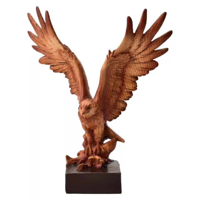 , Efecto Madera Resina Estatua Figurita de Adorno - Águila Y Pescado