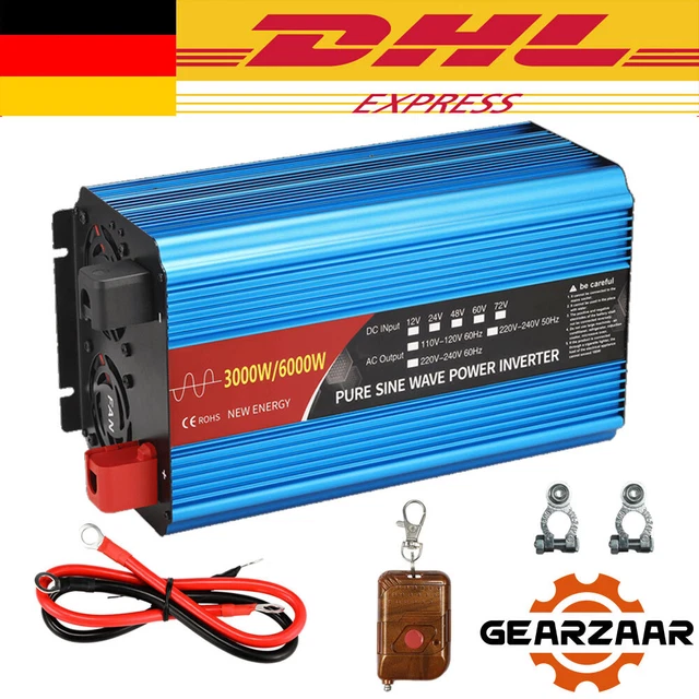 Reiner Sinus Spannungswandler 12V-230V Wechselrichter Fernbedienung 3000W 6000W