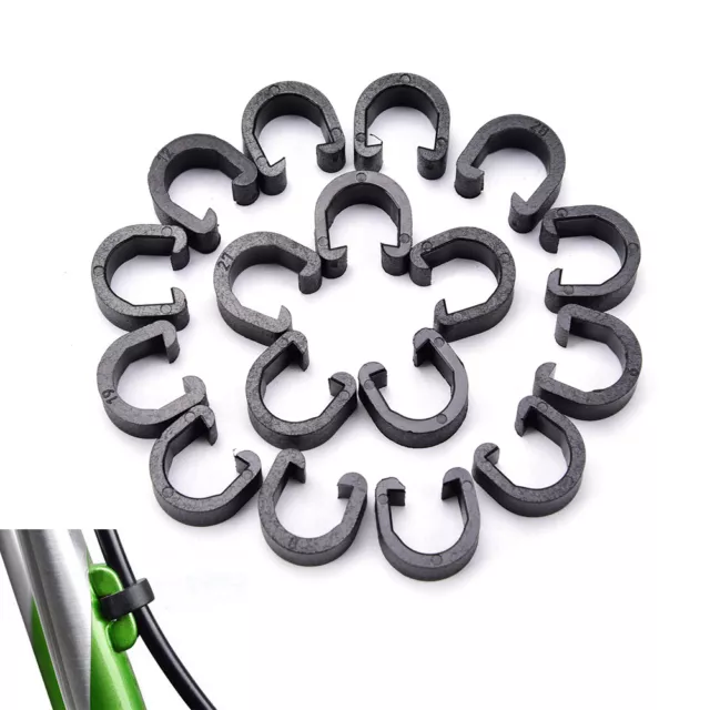 20Pcs Bicycle Cycle Bike Plastic C-Clips Buckle Hose Brake Gear Cable Housin  ZX