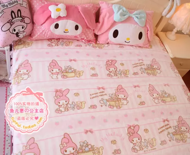 Cartoon My Melody Cute Flannel Throw Blanket Pink Bed Sheet for Girls Room