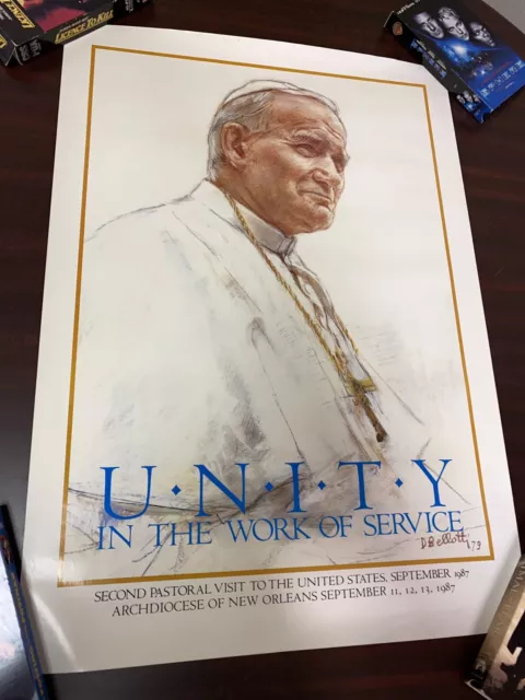 Pope John Paul 2 Unity poster new orleans 1987 papal visit (a)