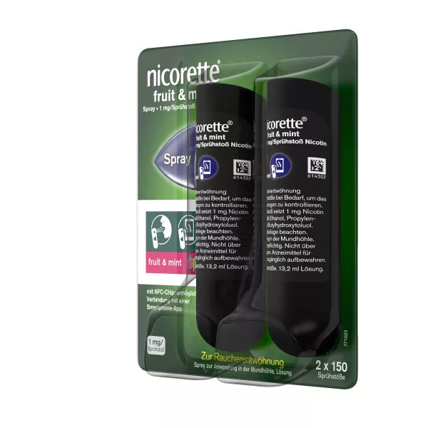 NICORETTE Fruit & Mint Spray 1 mg/Sprühstoß NFC mit Tracking-App, PZN: 18215132 3