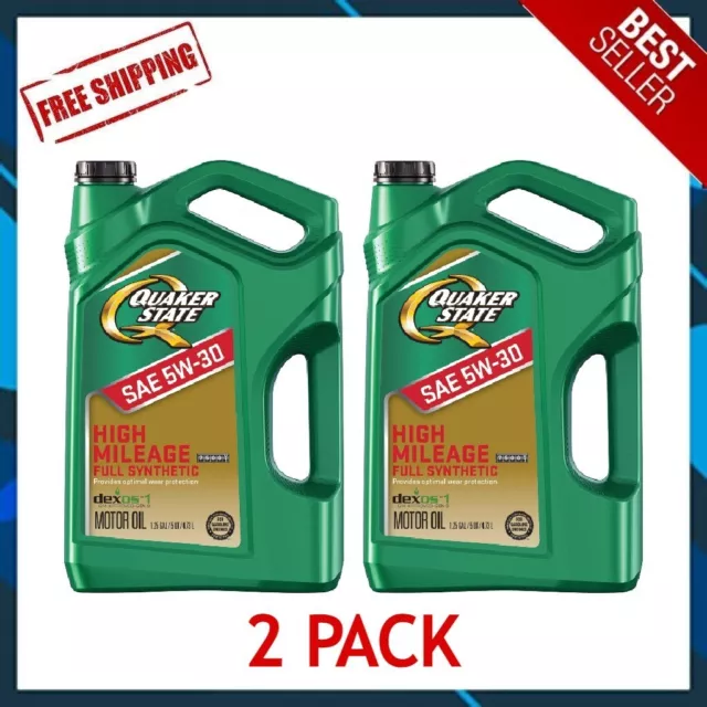 🔥2 PACK🔥 Quaker State Full Synthetic Dexos High Mileage 5W-30 Motor Oil, 5 Qt