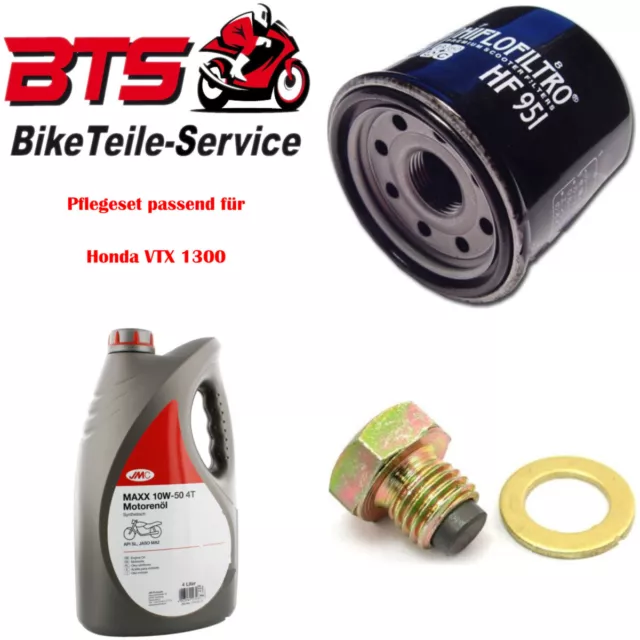 Sparset 4L Öl, Filter, Ablassschraube passend für Honda VTX 1300 ccm 12