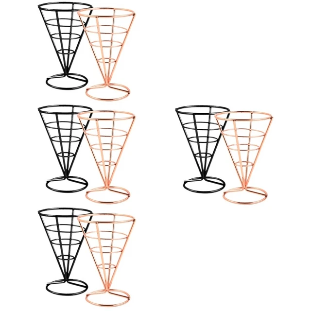 8 pcs French Fries Cone Holder Creative Hollow Fried Food Basket Desktop Bread