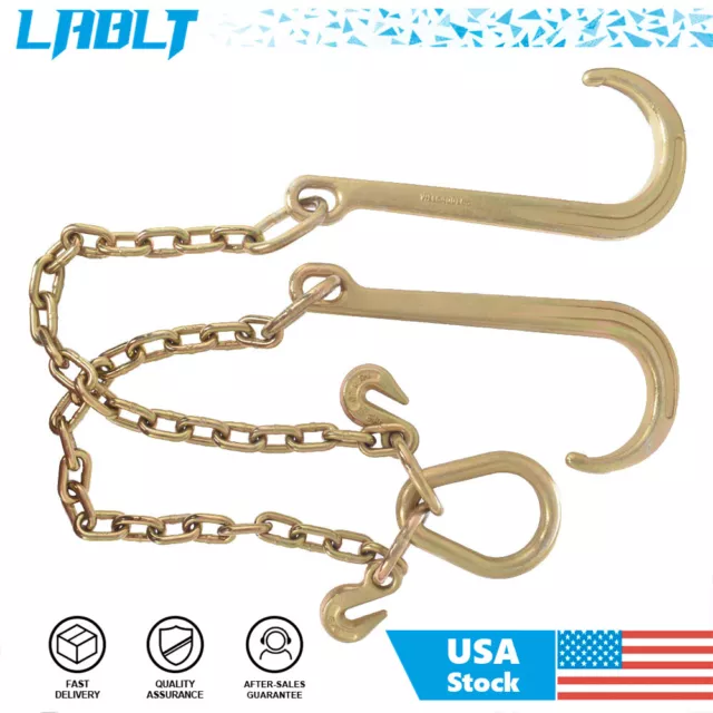 2 Pieces G70 V-Chain Large J Hooks Flatbed Tow Truck Rollback Wrecker  Carrier
