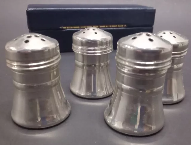 Vintage Set of 4 Georg Jensen Pewter Salt and Pepper Shakers 1.5"