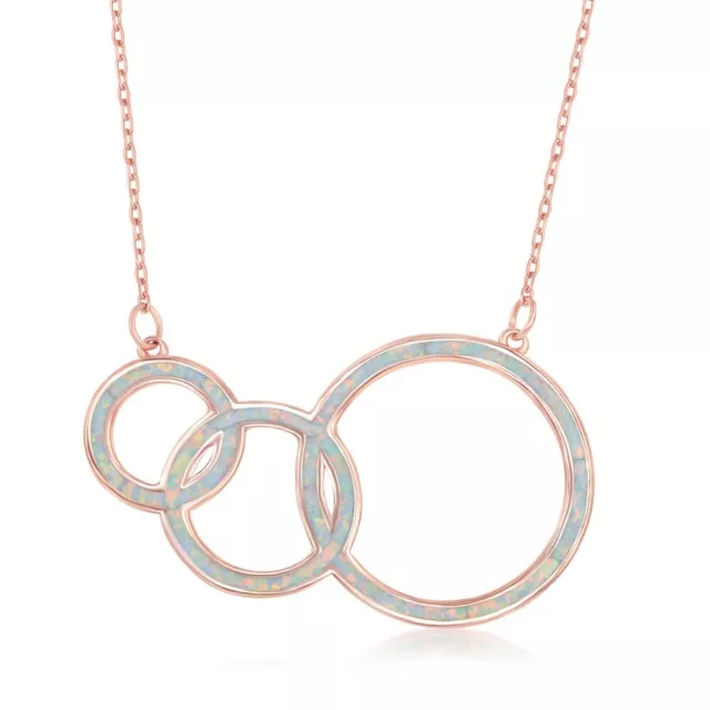 Opal Triple Open Circle Three Generation Necklace Rose Gold Plated