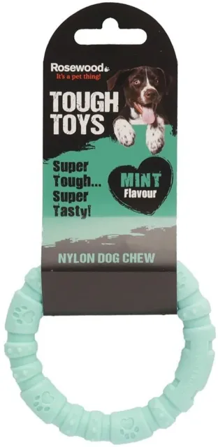 Rosewood Durable Nylon Mint Ring Chew Teething Aid Puppy Dog Small & Large