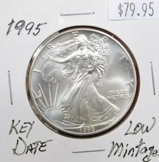 1995 Silver American Eagle BU 1 Oz Coin US $1 Dollar Uncirculated Brilliant Mint