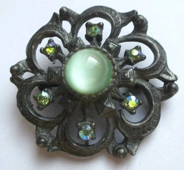 Broche Vintage Monogramme ND - Argent Et Nacre - Ancien Bijou Avec Patine D'usage - Pièce Unique