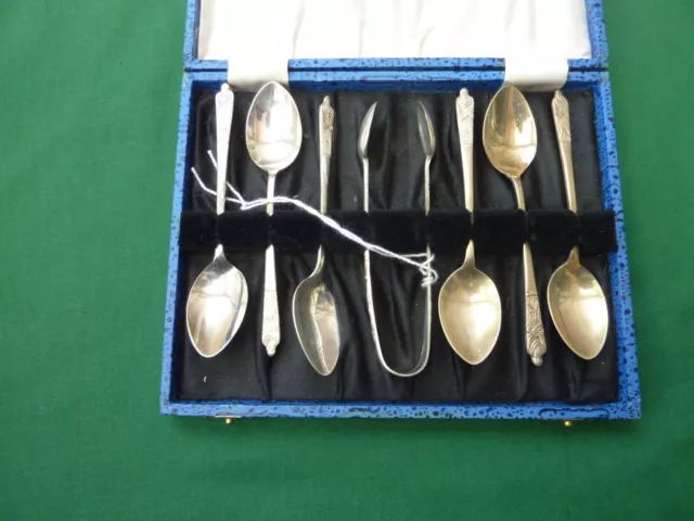 Set Of Six Epns Apostle Teaspoons With Sugar Tongs (Blue Box)