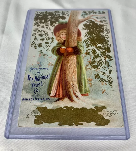 Vtg Compliments Of The National Yeast Co Seneca Falls Ny Victorian Trading Card