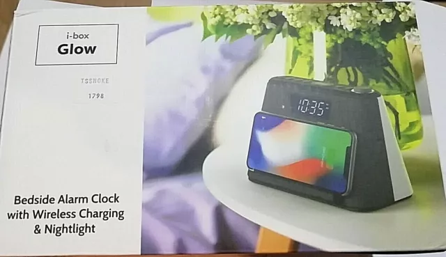Réveil LCD lumineux i-box station de charge Qi sans fil haut-parleur radio