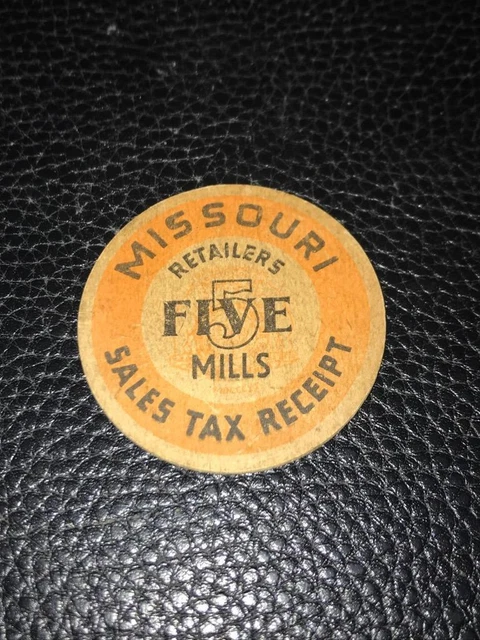 Missouri Five Mills Retailers Sales Tax Receipt - Fiber