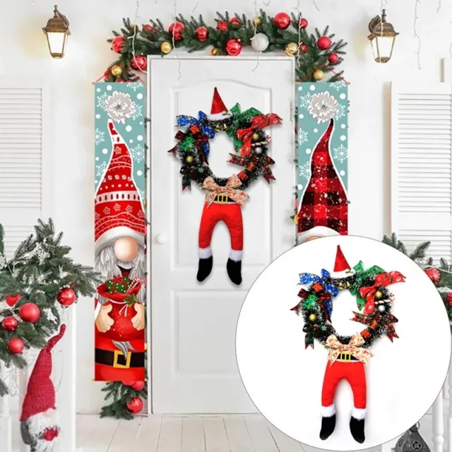 Decorazione artificiale natalizia divertente corona di Babbo Natale decorazione da appendere SantQ7