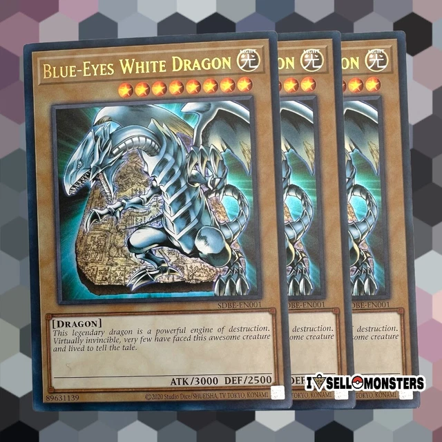 YuGiOh! 3x Blue-Eyes White Dragon SDBE-EN001 Ultra Rare UNLM Yu-Gi-Oh! x3 SET