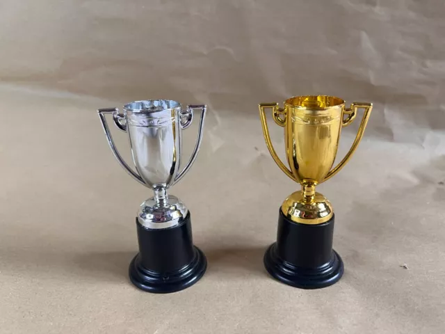 Mini Gold Silver Trophy 10cm Plastic Trophies Party Bag Fillers - UK Supplier