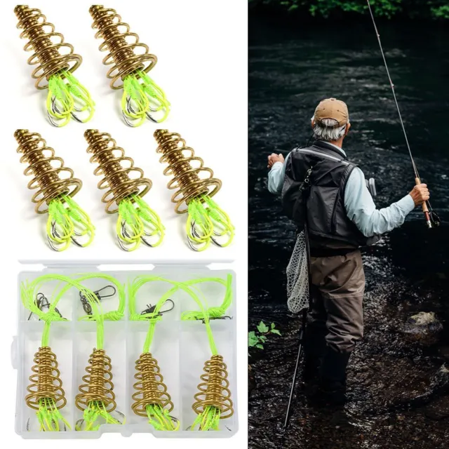 With Line Hooks Fishing Feeder Trap Basket Holder Bait Cage Load Iron Head