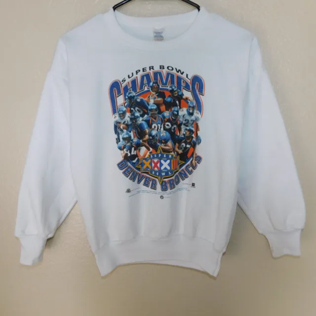 Vintage Denver Broncos NFL 90s Sweatshirt Youth L White Crewneck Super Bowl