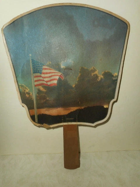 Vintage AMERICAN FLAG Salesman Sample Advertising Fan George H Jung Co