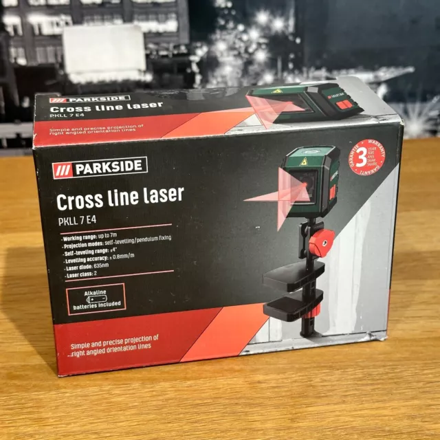 Parkside Cross Line Laser Self-Levelling Level 360° Universal Removable Clamp 3