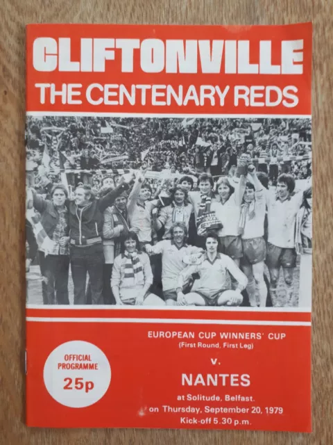 Cliftonville v Nantes - European Cup Winners' Cup 1st Rnd 1st Leg - 20/09/79