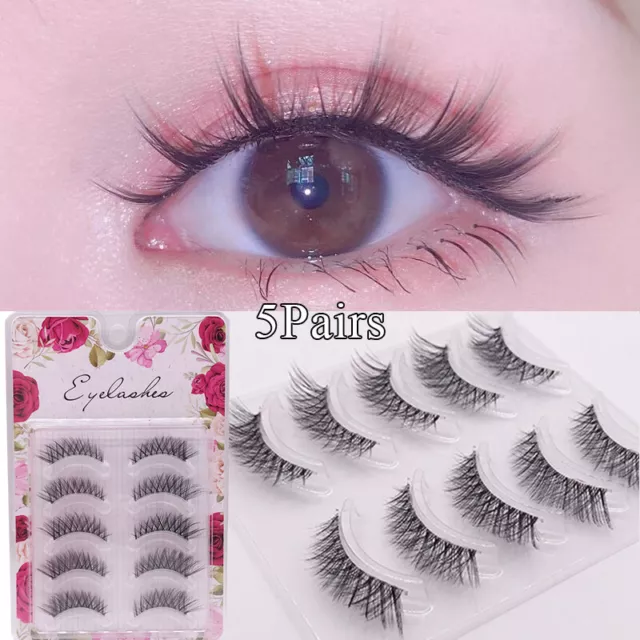 5 Paires De Faux Cils Naturels En Vison Volume Léger 3D Faux Cils Maquillage⌒ 《