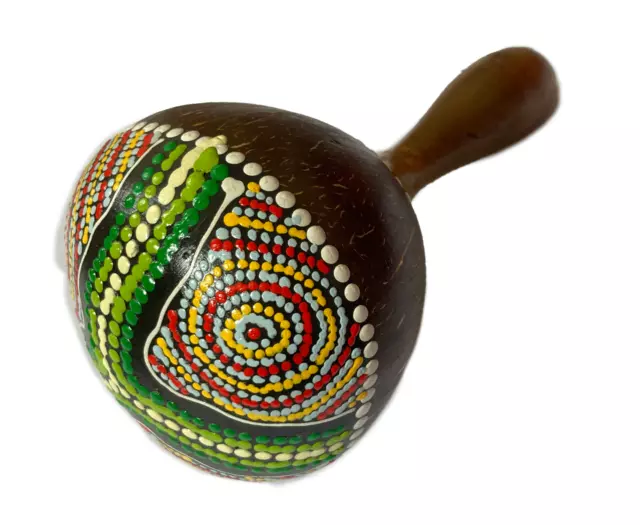 Large Hand Painted Musical Coconut Shell Shaker Rattle