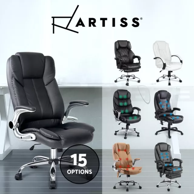 Artiss Office Chair Executive Computer Chairs High Back PU Leather Black Grey