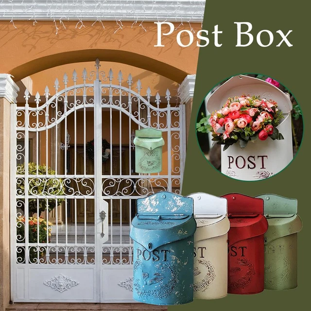 Wall Mounted Post Box Mailboxes Letter Box Metal Post η Decor Art Vintage W2I0