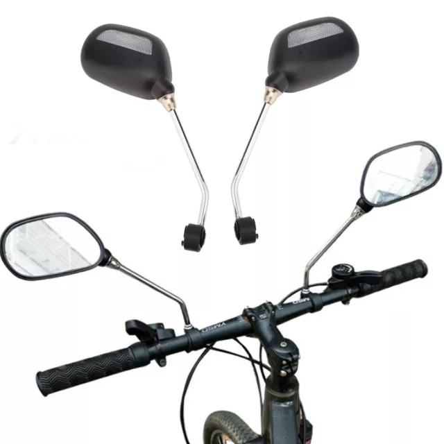 1Pair Bicycle Mobility Scooter Mountain Bike Handlebar Rear View Mirror Black Uk