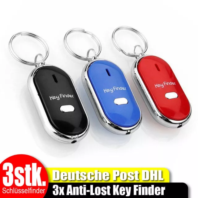 3Stk Schlüsselfinder Pfeifen Whistle mit LED Lampe Schlüssel Key Finder Anhänger