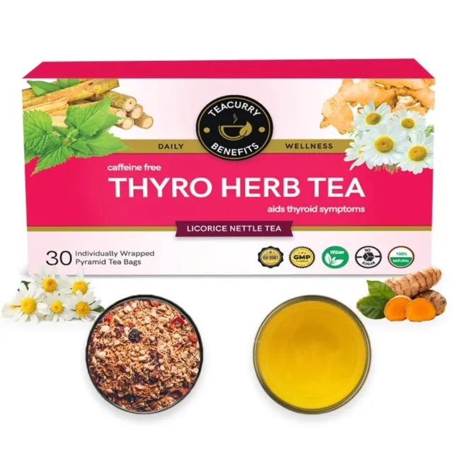 Té de hierbas tiroideas TeaCurry - Té de apoyo a la tiroides ayuda - dieta para la tiroides 30 bolsas de té FS+