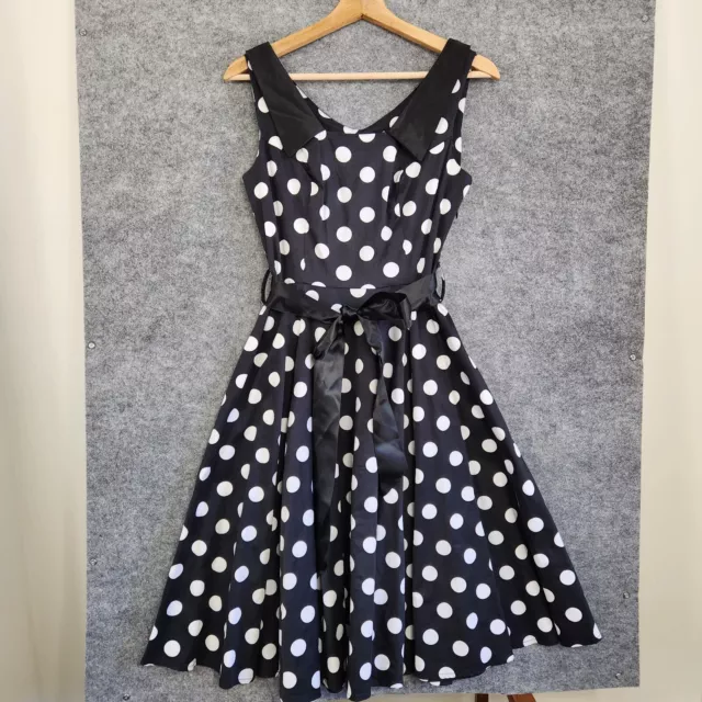 Hearts & Roses Dress Womens Size Small Polka Dot Rockabilly Retro Fit & Flare