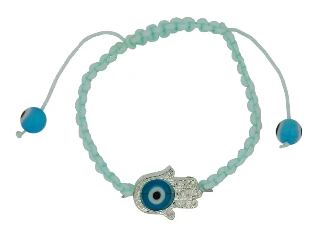 Hamsa with Evil Eye Protection Bracelet in Light Blue