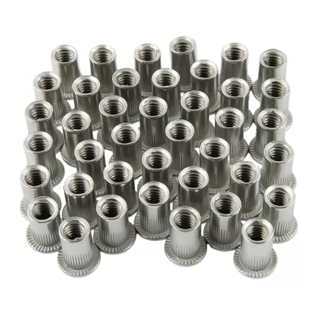 Nietmuttern Silber Verriegelungsmutter 1/4"-20 Gewinde 15.5mm L?nge 40pcs