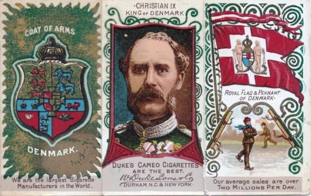 1888 DUKE'S Ruler, Coat of Arms & Flag Tobacco Card: CHRISTIAN IX, Denmark