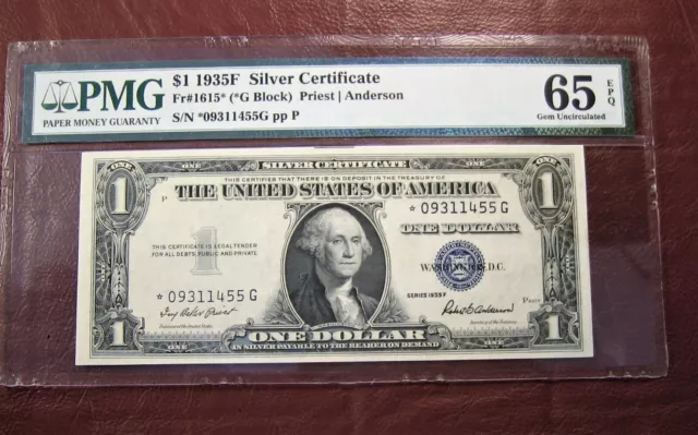 *Star* 1935 F $1 Silver Certificate Gem Unc Pmg 65 Epq Rare✨ 1935F *** Ship Free