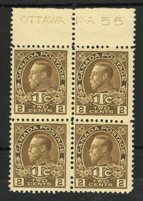 M6546 Canada 1916 SG239 - 2c + 1c yellow-brown (Die II) OTTAWA NO A 55 block